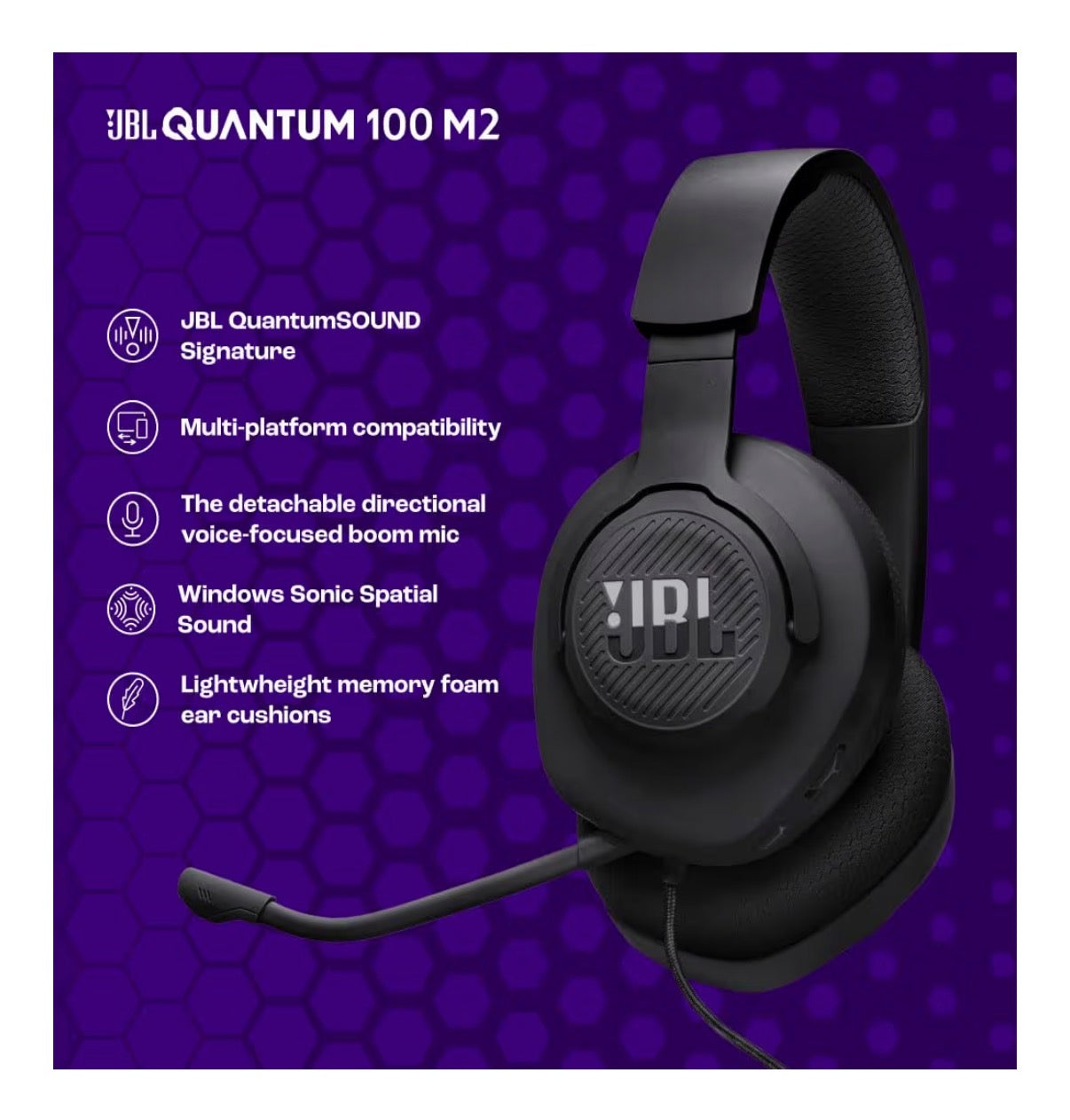 JBL Quantum 100M2 Wired Over-Ear Gaming Headset